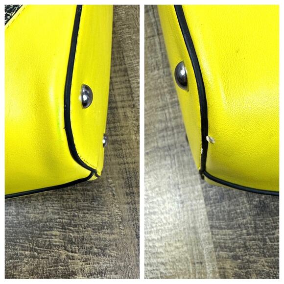 Vera New York Elisa yellow snakeskin studded shoulder tote - Picture 7 of 9